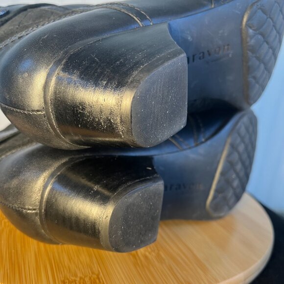 Black Leather Waterproof Ankle Boots, Patrina, AVARON by NEW BALANCE, Sz 8D Wide - Picture 10 of 11